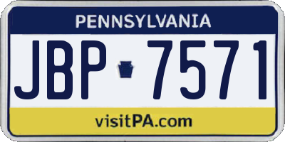PA license plate JBP7571