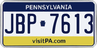 PA license plate JBP7613