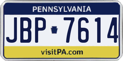 PA license plate JBP7614