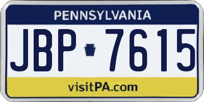 PA license plate JBP7615