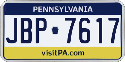 PA license plate JBP7617