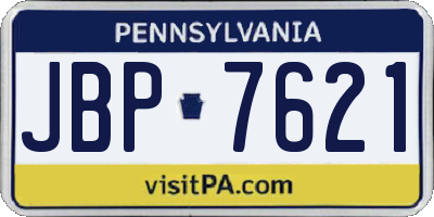 PA license plate JBP7621