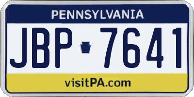 PA license plate JBP7641