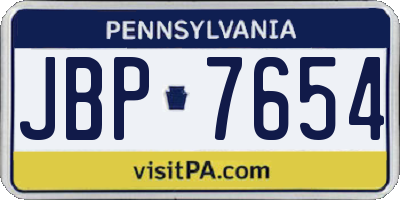 PA license plate JBP7654