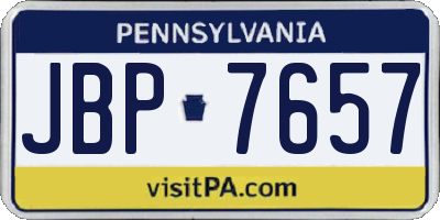 PA license plate JBP7657