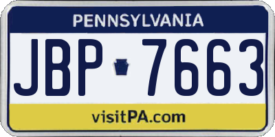 PA license plate JBP7663