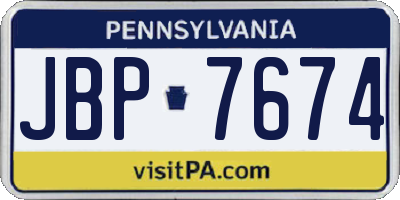 PA license plate JBP7674