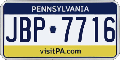 PA license plate JBP7716