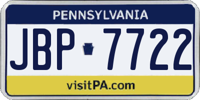 PA license plate JBP7722