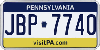 PA license plate JBP7740