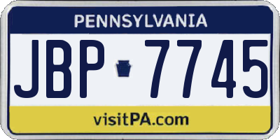 PA license plate JBP7745