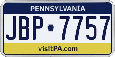 PA license plate JBP7757