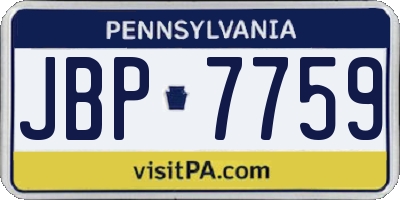 PA license plate JBP7759