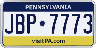 PA license plate JBP7773