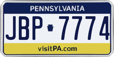 PA license plate JBP7774
