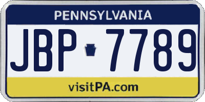 PA license plate JBP7789