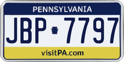 PA license plate JBP7797