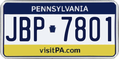 PA license plate JBP7801