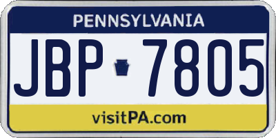 PA license plate JBP7805