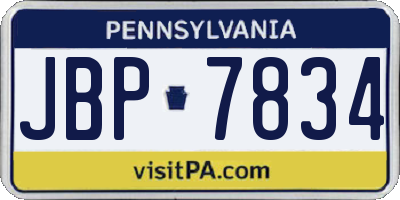 PA license plate JBP7834