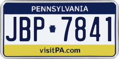 PA license plate JBP7841