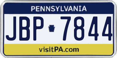 PA license plate JBP7844