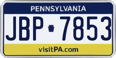 PA license plate JBP7853