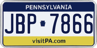 PA license plate JBP7866