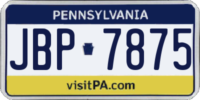 PA license plate JBP7875