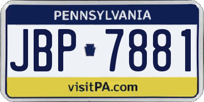 PA license plate JBP7881