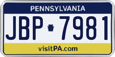 PA license plate JBP7981