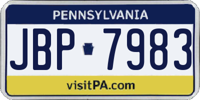 PA license plate JBP7983