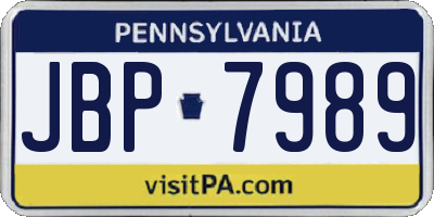 PA license plate JBP7989