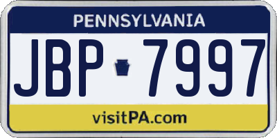 PA license plate JBP7997