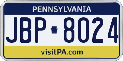 PA license plate JBP8024