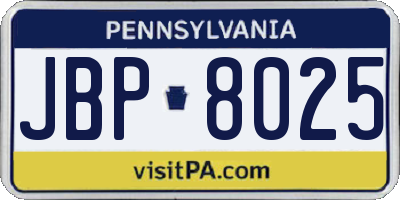 PA license plate JBP8025