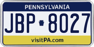 PA license plate JBP8027