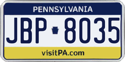 PA license plate JBP8035