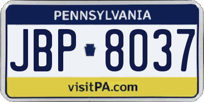 PA license plate JBP8037