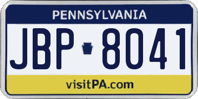 PA license plate JBP8041