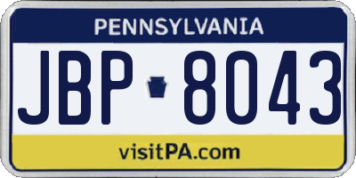 PA license plate JBP8043