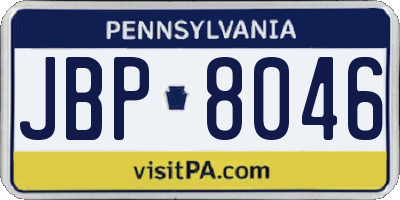 PA license plate JBP8046