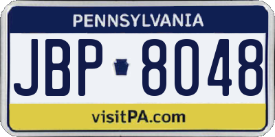 PA license plate JBP8048