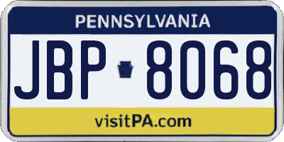 PA license plate JBP8068