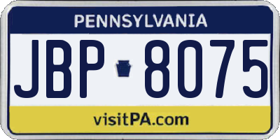PA license plate JBP8075