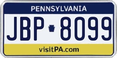 PA license plate JBP8099