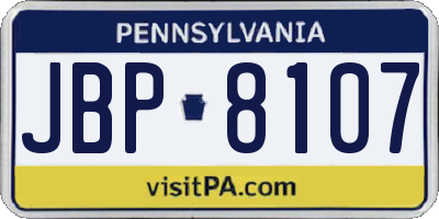 PA license plate JBP8107