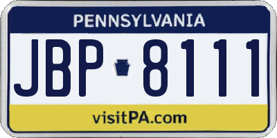 PA license plate JBP8111