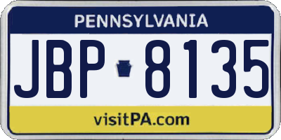 PA license plate JBP8135