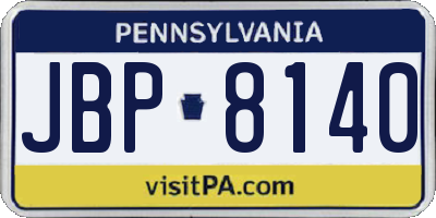 PA license plate JBP8140
